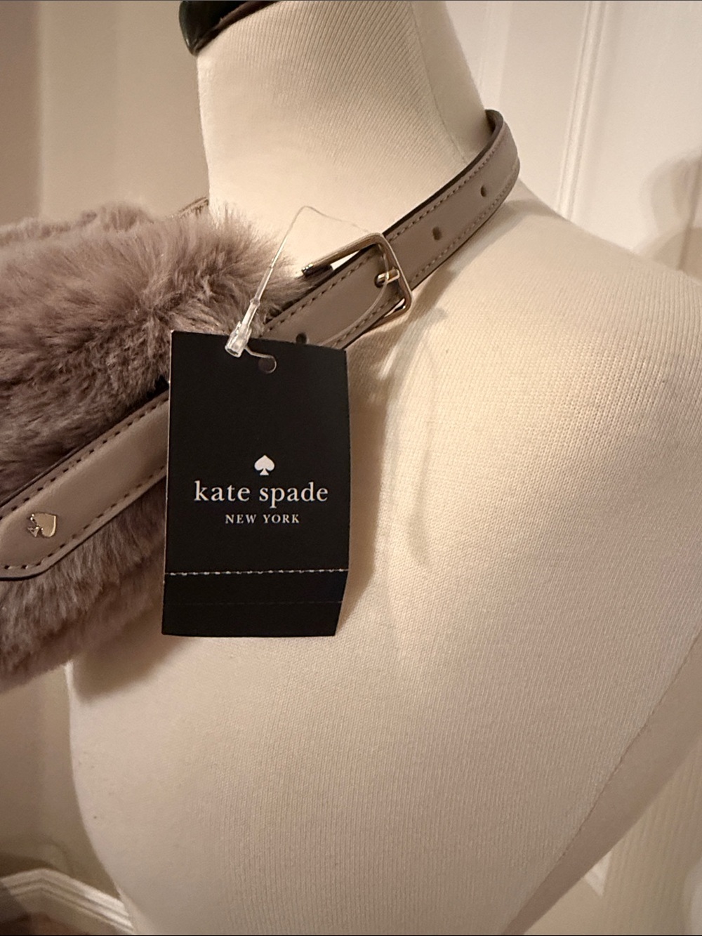Kate spade Faux Fur Shoulder Bag in Taupe - Soft Plush Women’s Bag - Picture 3 of 7